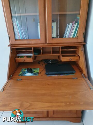 Teak computer and storage  desk.