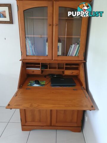 Teak computer and storage  desk.