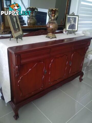 Superb Cedar Buffet + Large Tortoiseshell Mirror