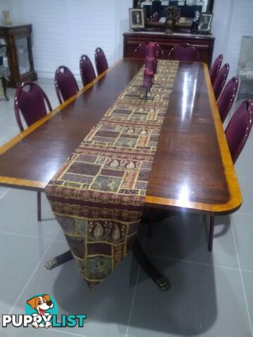 Chairs. Round 1.2m Glass Top Table. Sideboard. Vintage Armchairs