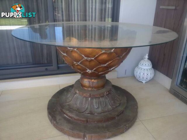 Amazing Round Glass Top Table $440. Vintage Flower Pots $390 each