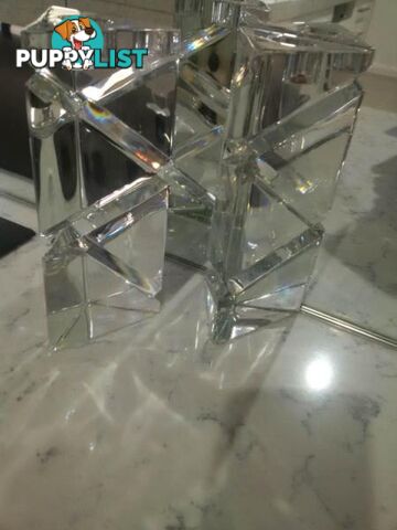 Cut Glass Candlesticks. Art Deco Ornaments - Glass / Brass fr $50