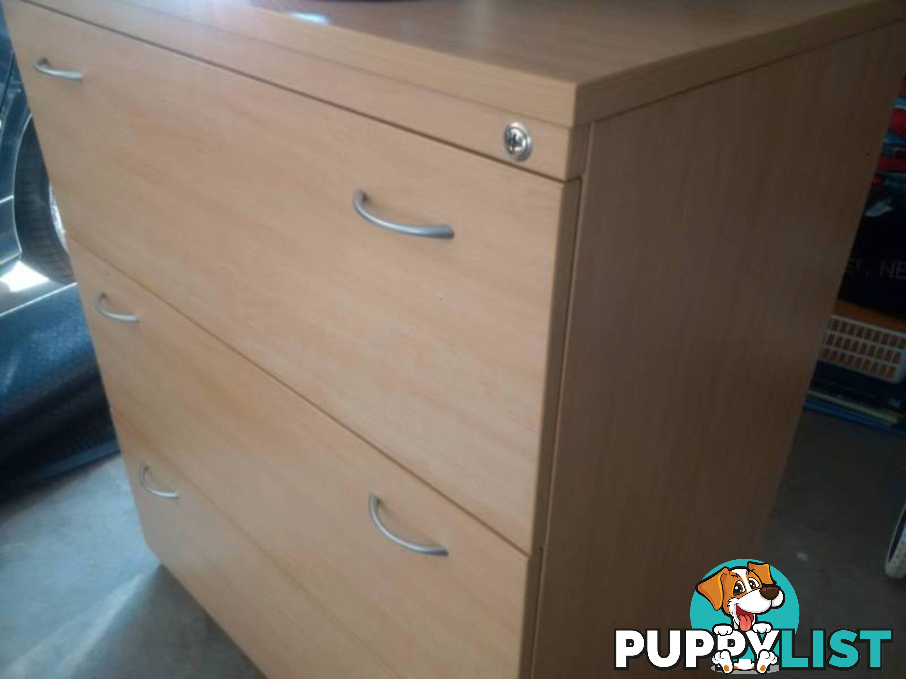 Timber Filing Cabinet American Oak 3 Drawer. New Mobile 2 Drawer