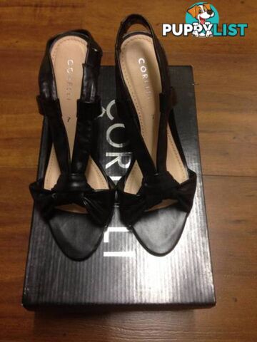 Corelli. Open Toe High Heel Sandals. Black. Frutti. Size 7.