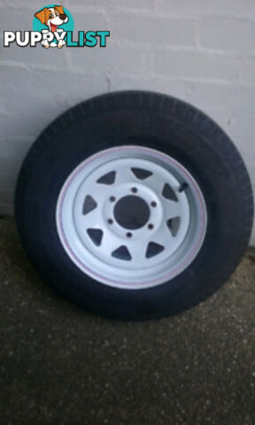 TRAILER 15Â³ WHEELS RIM AND TYRE FITTED SUNRAYSIA 6 STUD