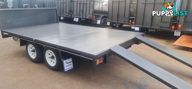 12Ã7 TABLE TOP TRAILER 2800KGS GVM WITH ELECTRIC BRAKES ON FOUR WHEELS