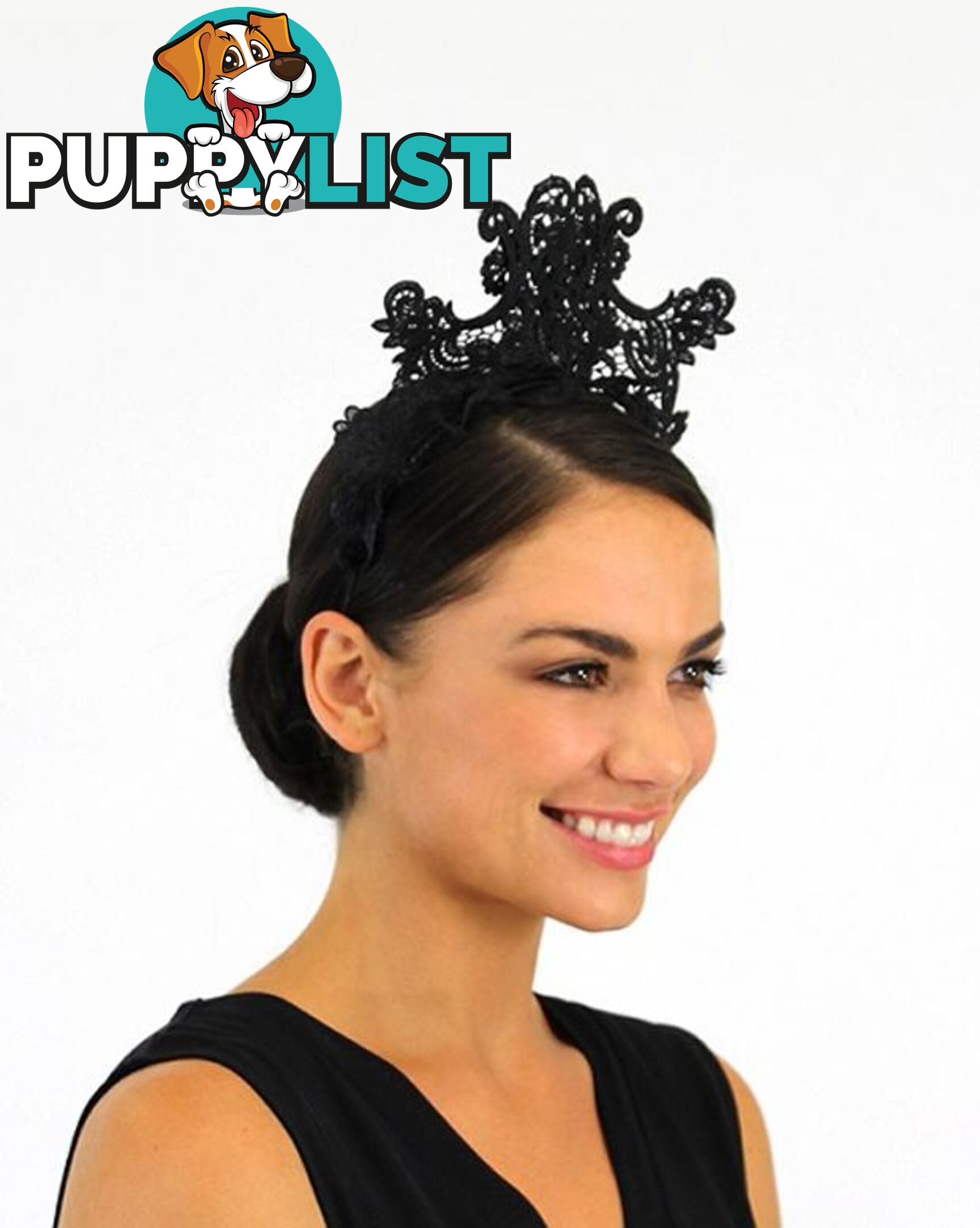 JENDI Black Lace Headband Fascinator