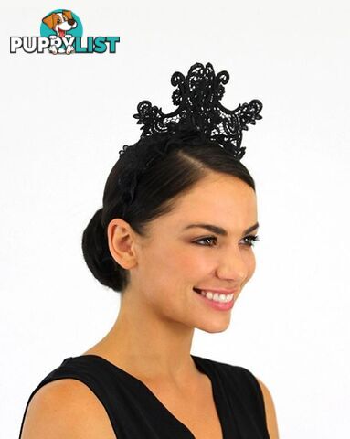 JENDI Black Lace Headband Fascinator