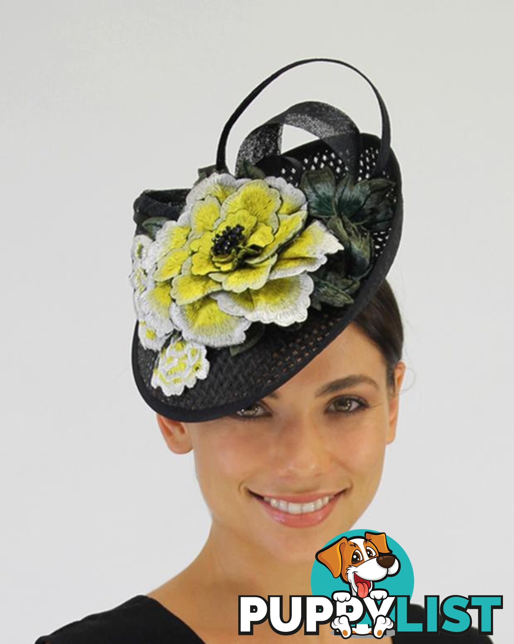 JENDI Yellow Embroidered Flower Fascinator