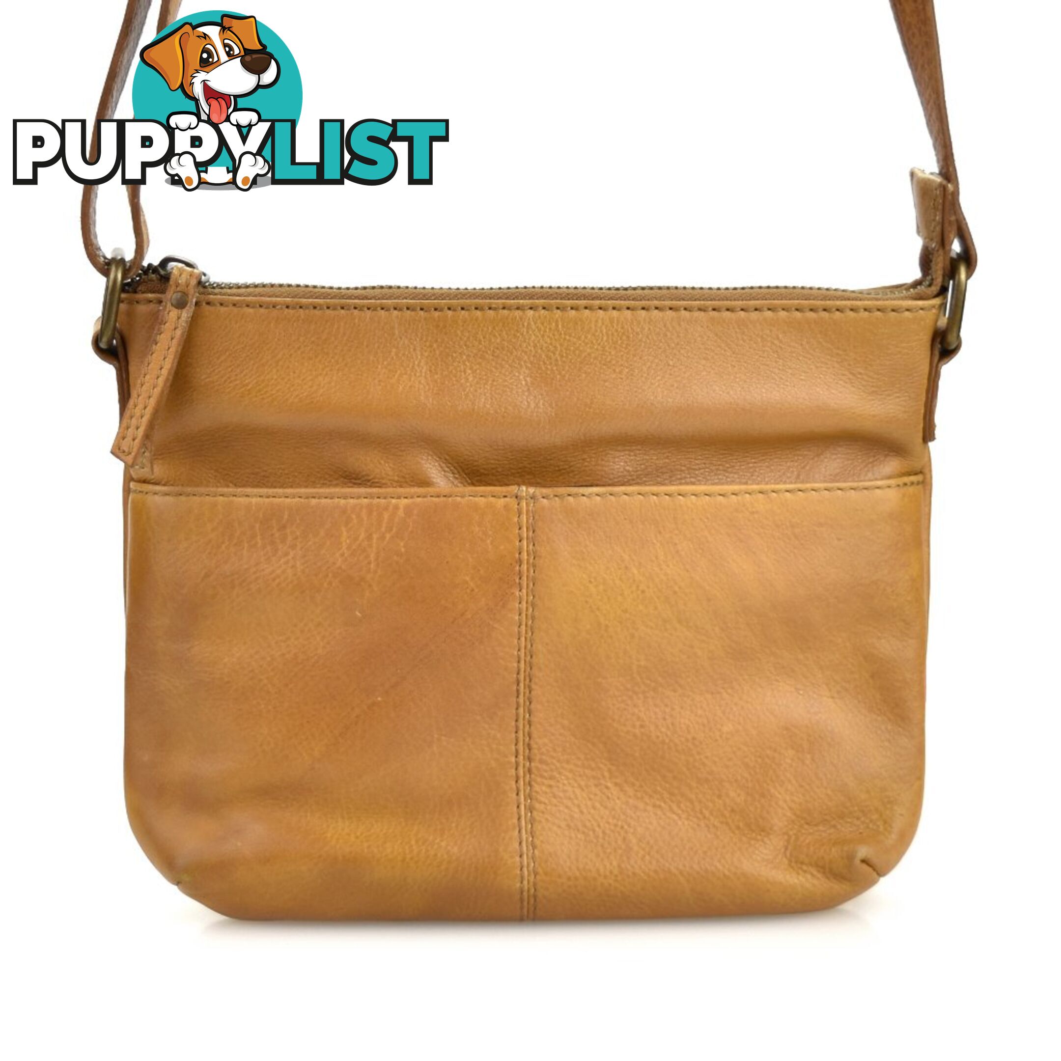 JENDI Tan Leather Side Bag