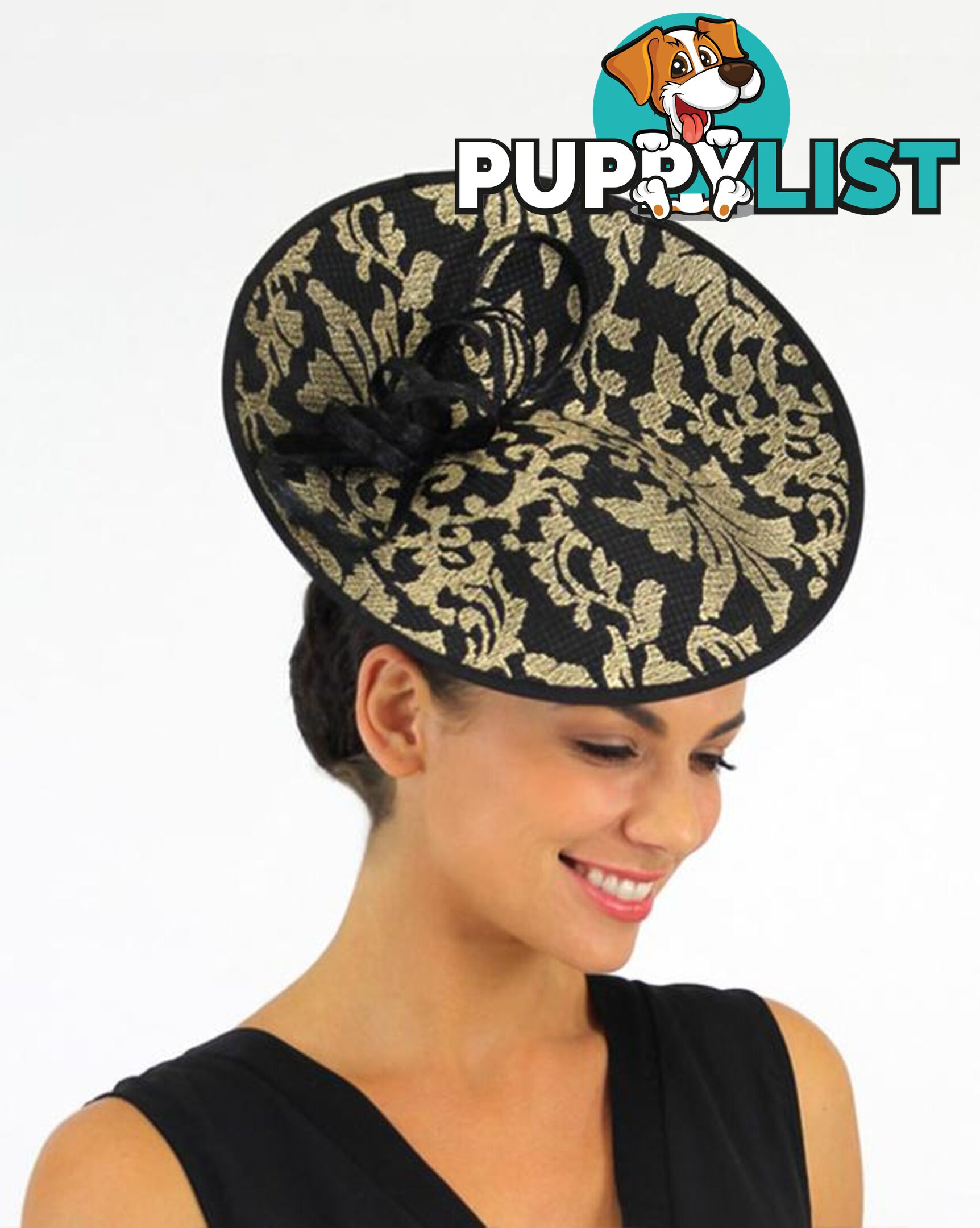 JENDI Black & Gold Plate Fascinator