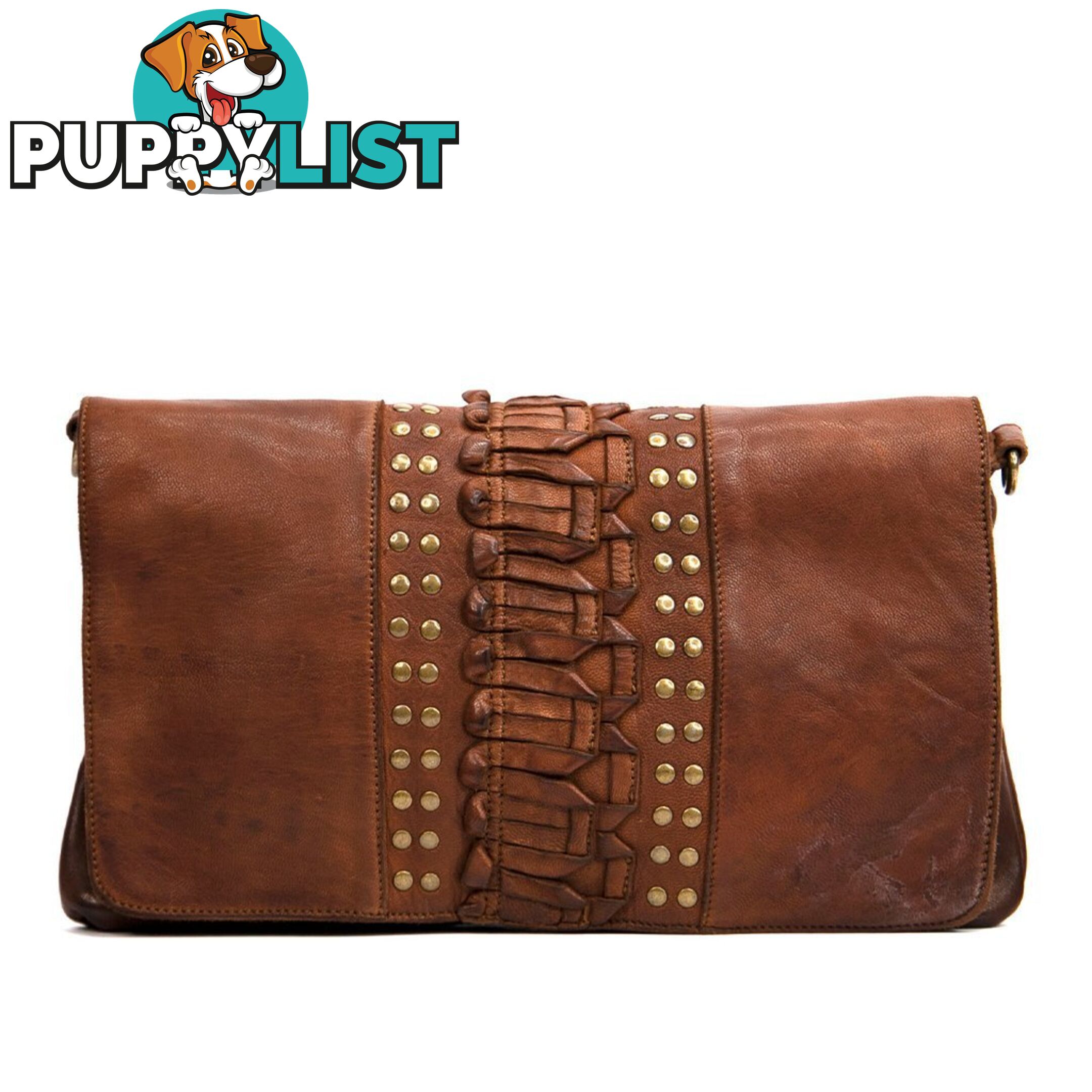 KOMPANERO Chika Cognac Crossbody Clutch