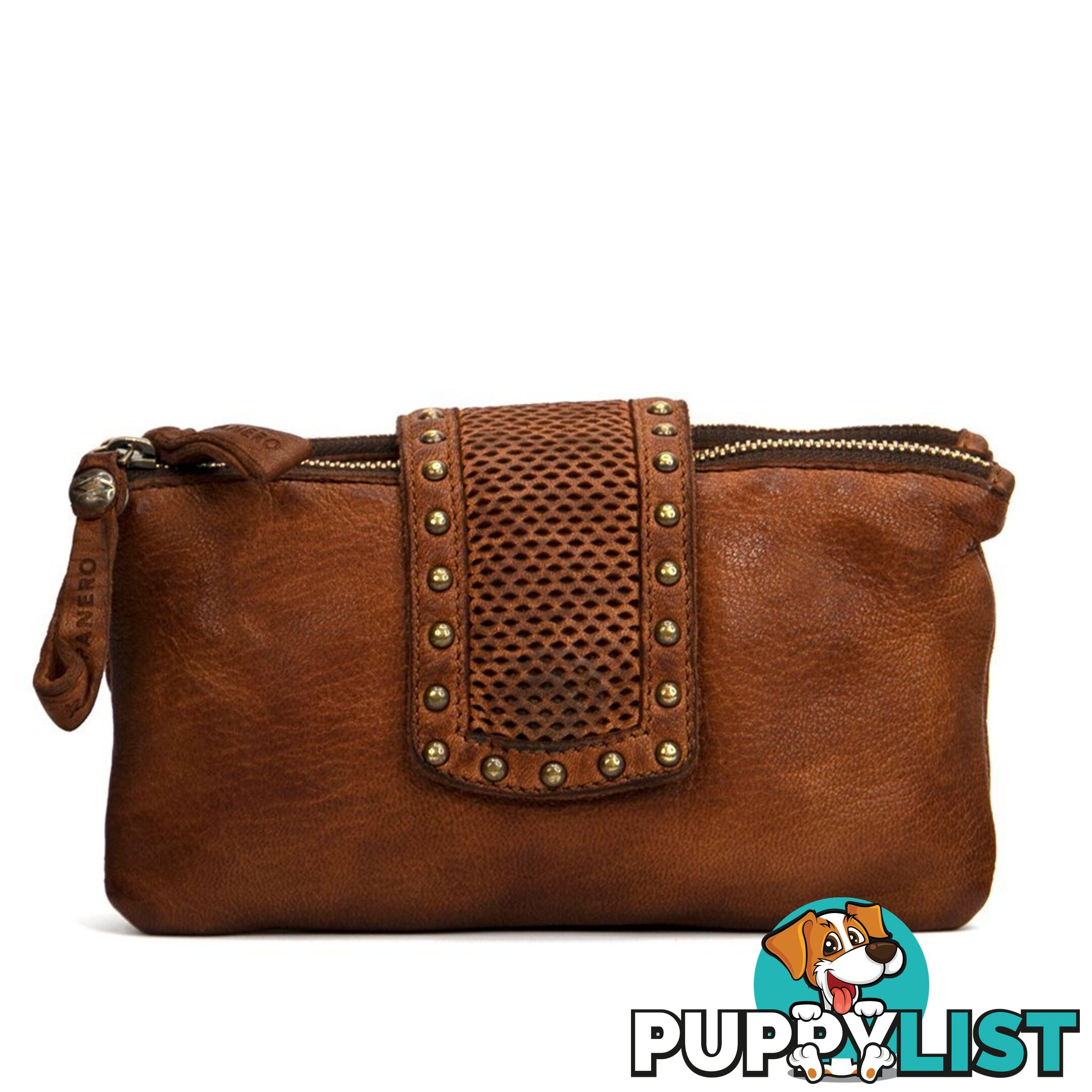 KOMPANERO Flair Cognac Crossbody Clutch