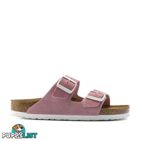 BIRKENSTOCK Arizona Rose Suede Leather (White Buckle) Soft Footbed