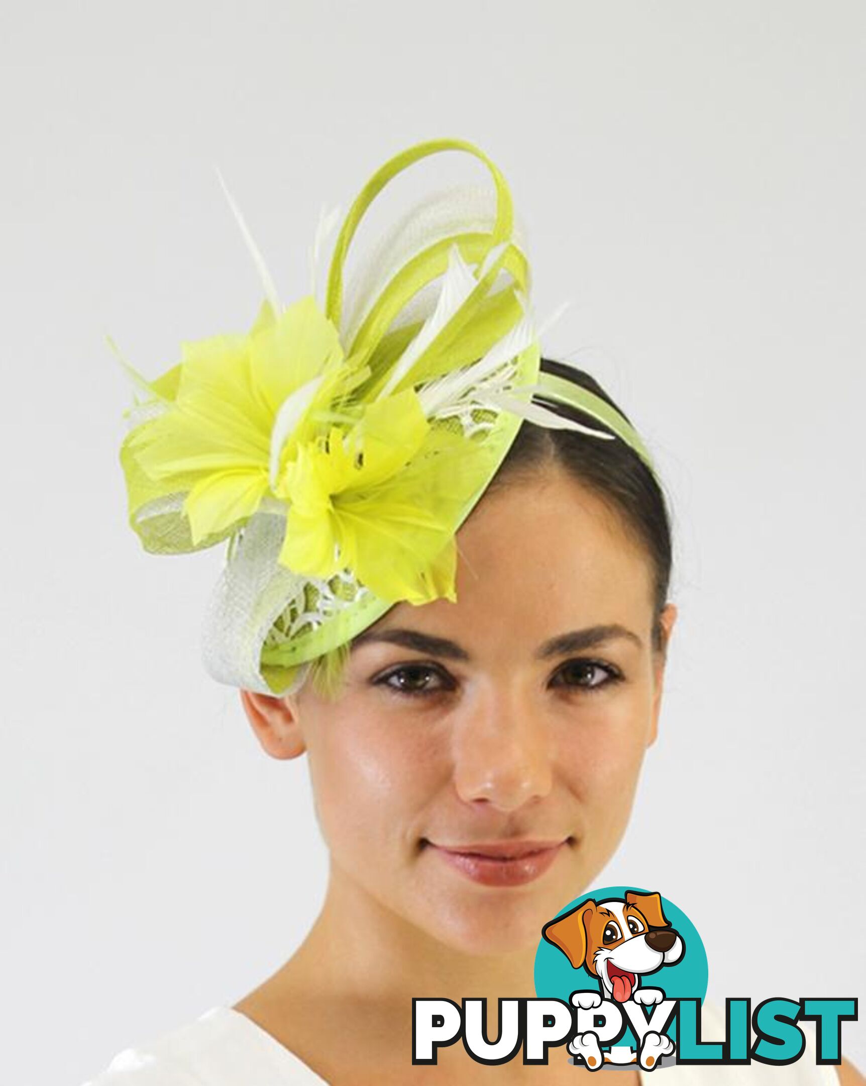 JENDI Citrus Lace & Feather Fascinator