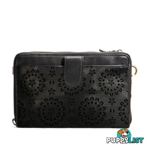 KOMPANERO Bibi Black Crossbody Clutch Wallet