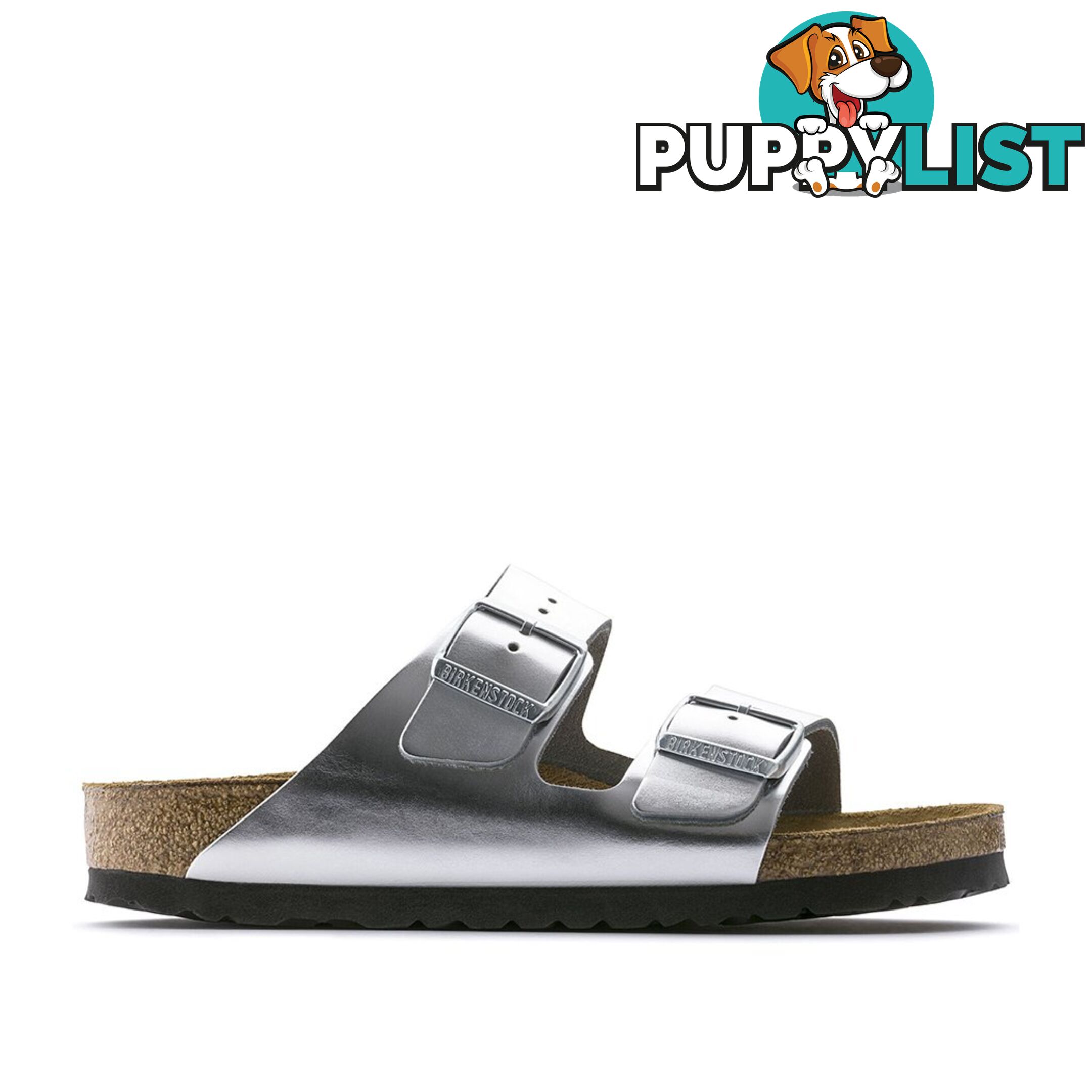 BIRKENSTOCK Arizona Metallic Silver Soft Footbed