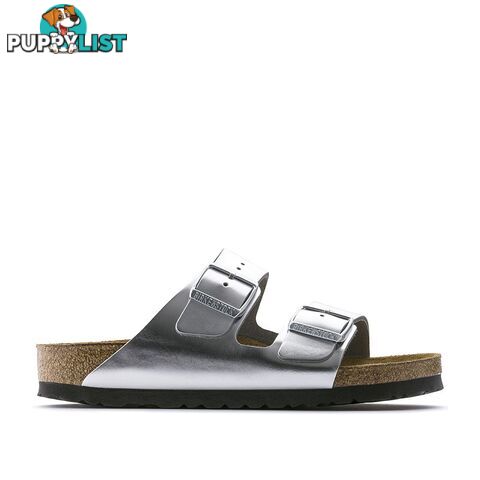 BIRKENSTOCK Arizona Metallic Silver Soft Footbed