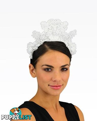 JENDI White Lace Headband Fascinator