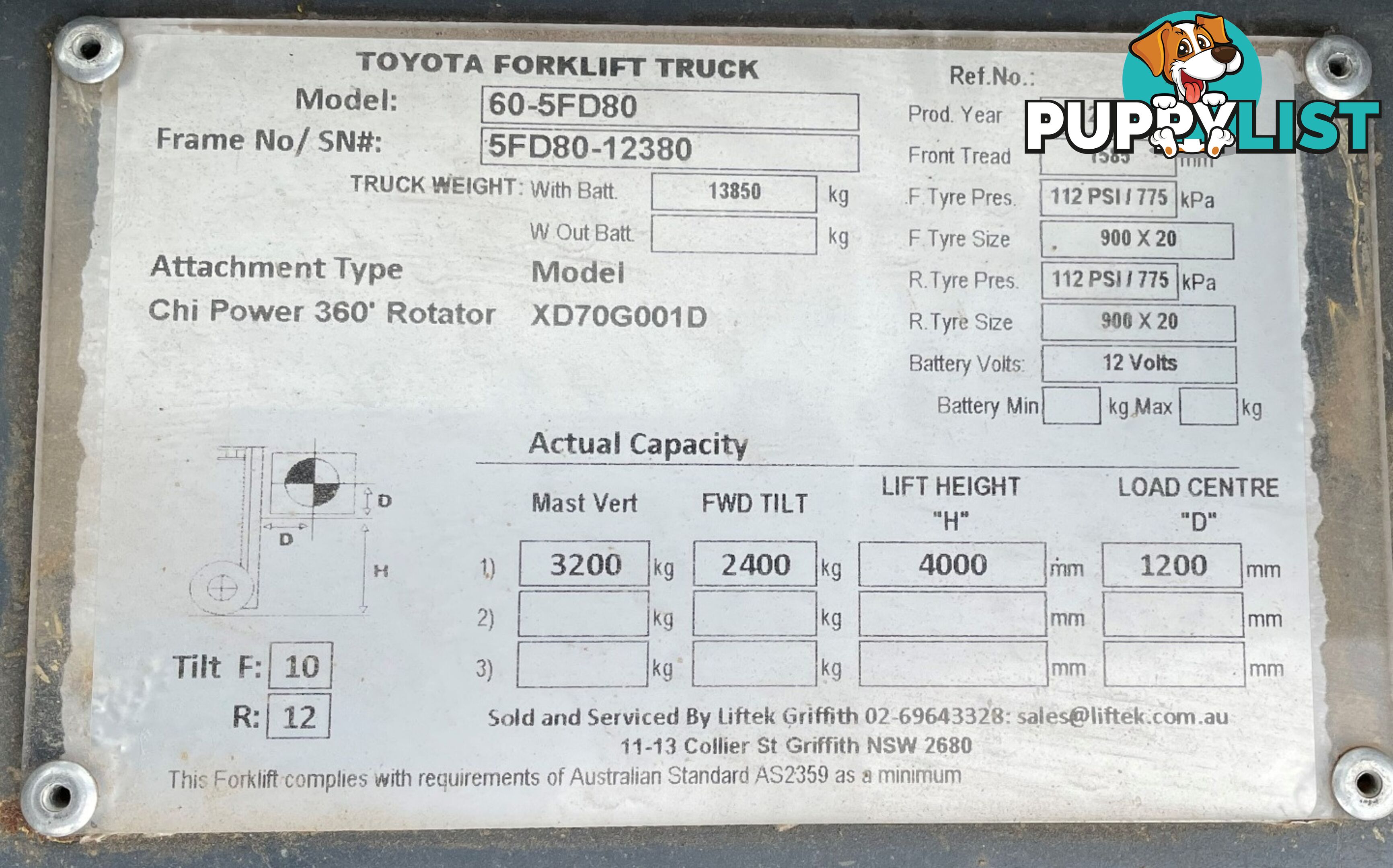 Used Toyota 8.0TON Forklift