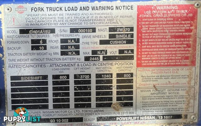 Used Nissan 1.5TON Forklift For Sale