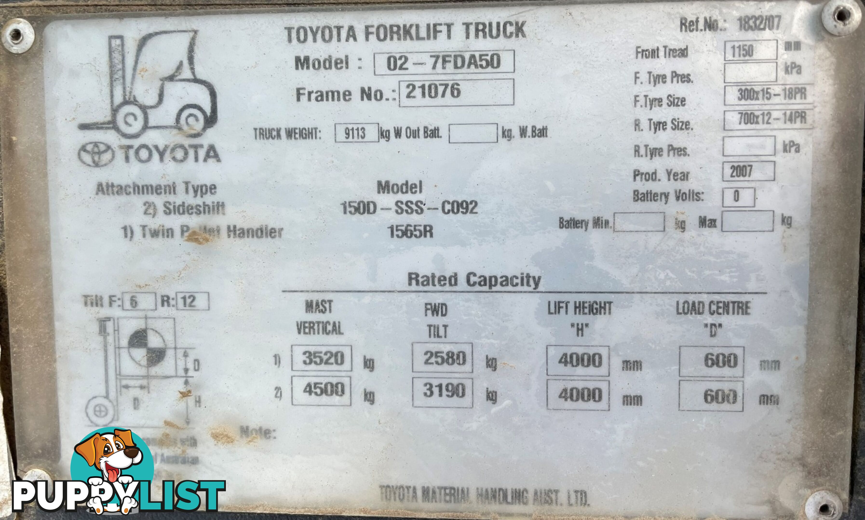 Used Toyota 5.0TON Forklift For Sale