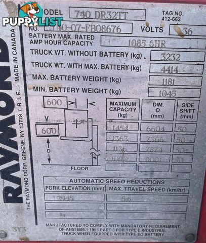 Used Raymond BT Reach Truck For Sale