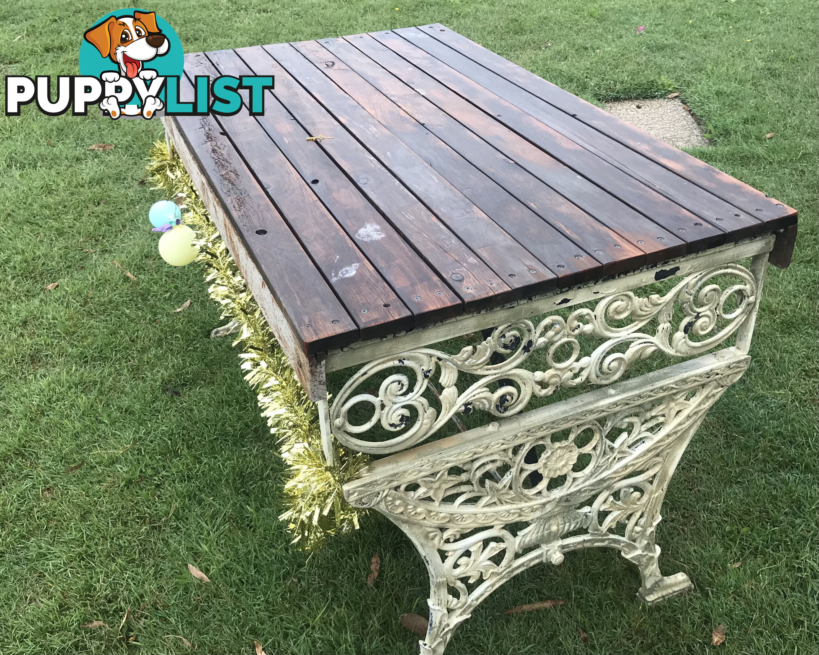 Vintage Outdoor Table and Benches x 2