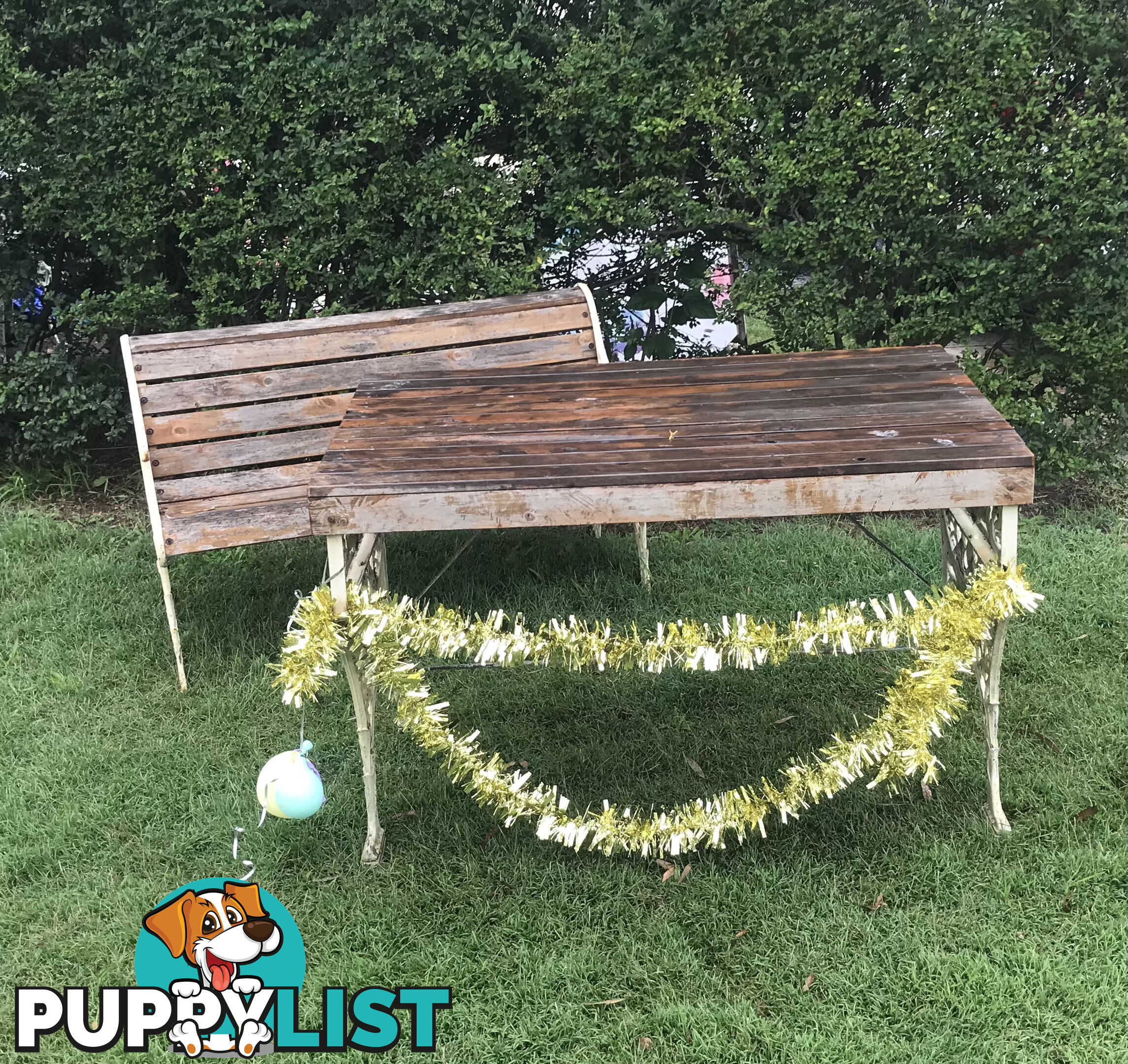 Vintage Outdoor Table and Benches x 2