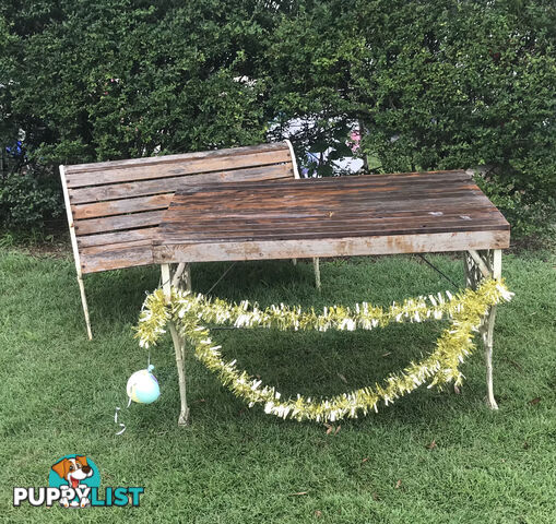 Vintage Outdoor Table and Benches x 2