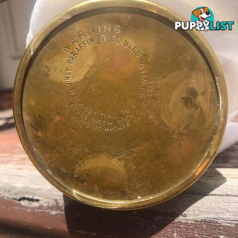 Vintage Solid Brass British Coal Mining Lamp – Original Welsh Davy Safety Lamp