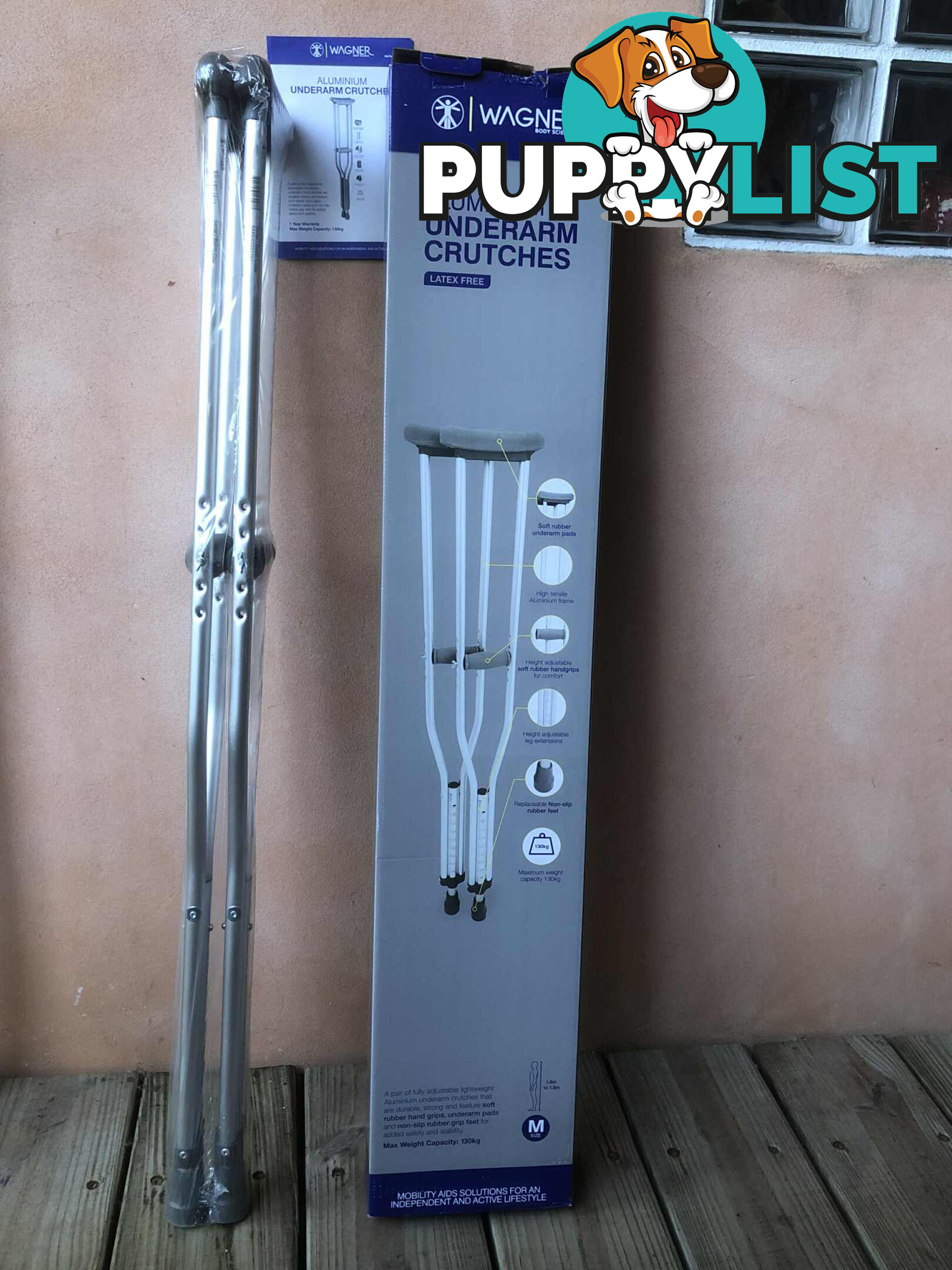 CRUTCHES (new) - Wagner, Aluminium, Under Arm, Size M