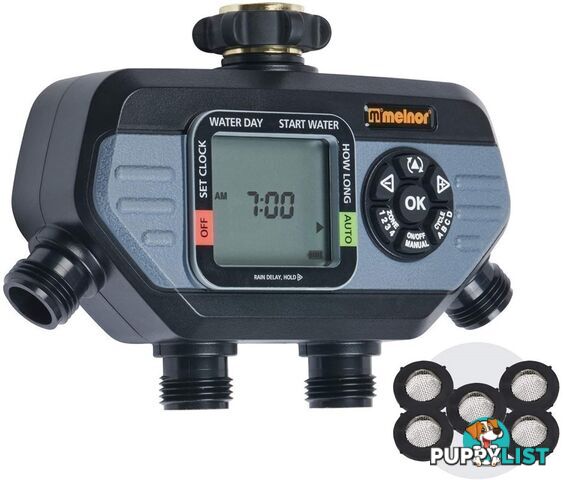 MELNOR HydroLogic 4-Zone Digital Water Timer with 5 Stainless Steel Filter