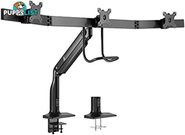 BRATECK Triple Monitors Select Gas Spring Aluminum Monitor, Arms Fit Most S