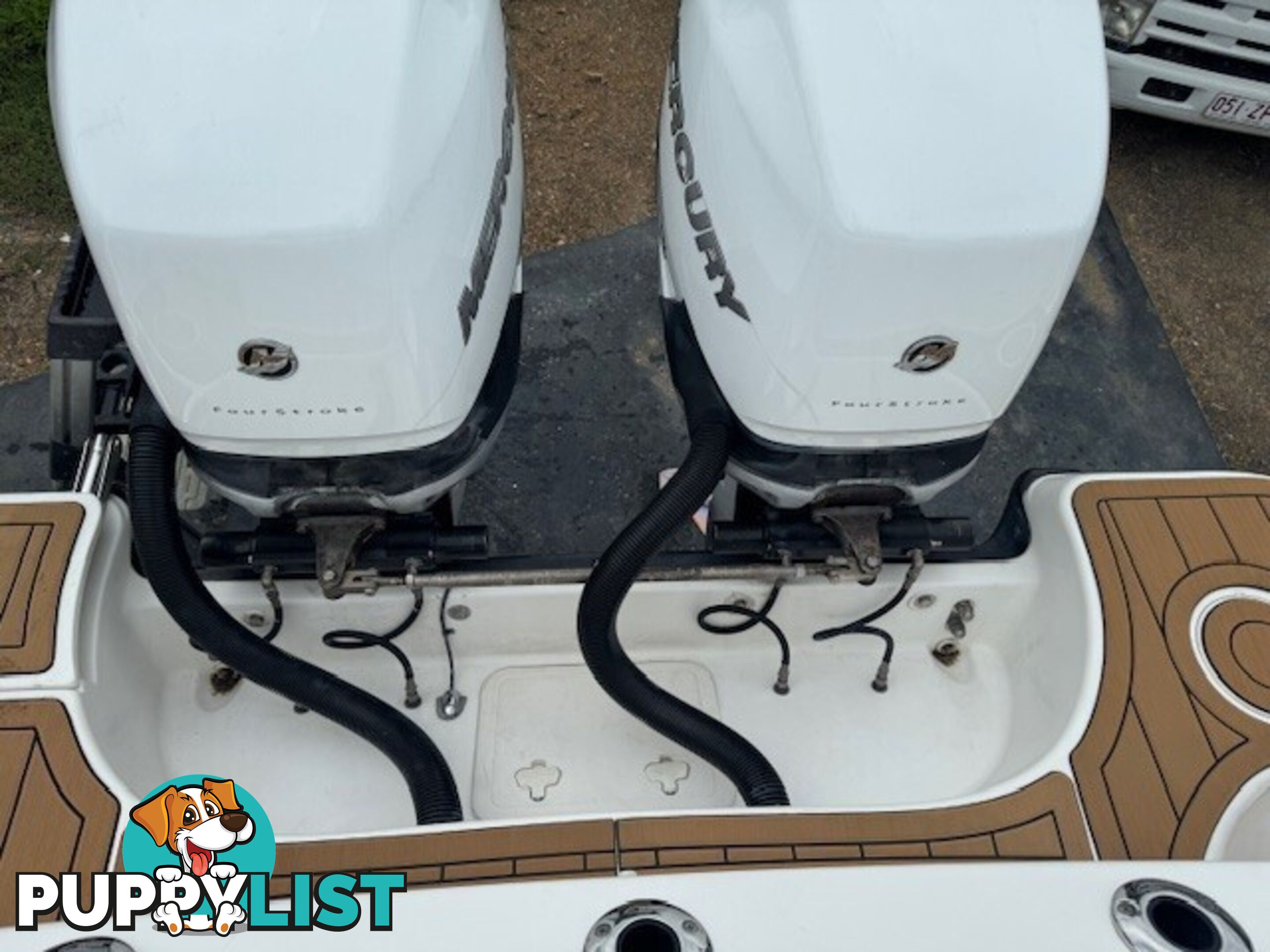 2 x Mercury 225 HP L6 Verado Outboards complete with all rigging and steering