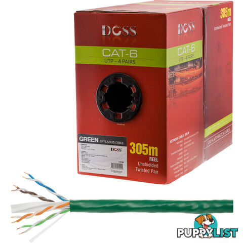 C6RGRN 305M CAT6 SOLID CABLE GREEN SOLD AS 305M ROLL ONLY