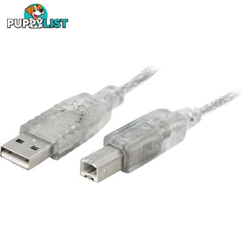 LC7201 2M USB-A PLUG TO USB-B PLUG LEAD USB2.0 - TRANSPARENT