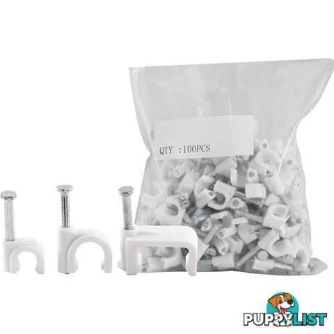 15RCCW 15MM CABLE CLIP SUIT SIAMESE RG6QUAD CABLE WHITE 100PACK