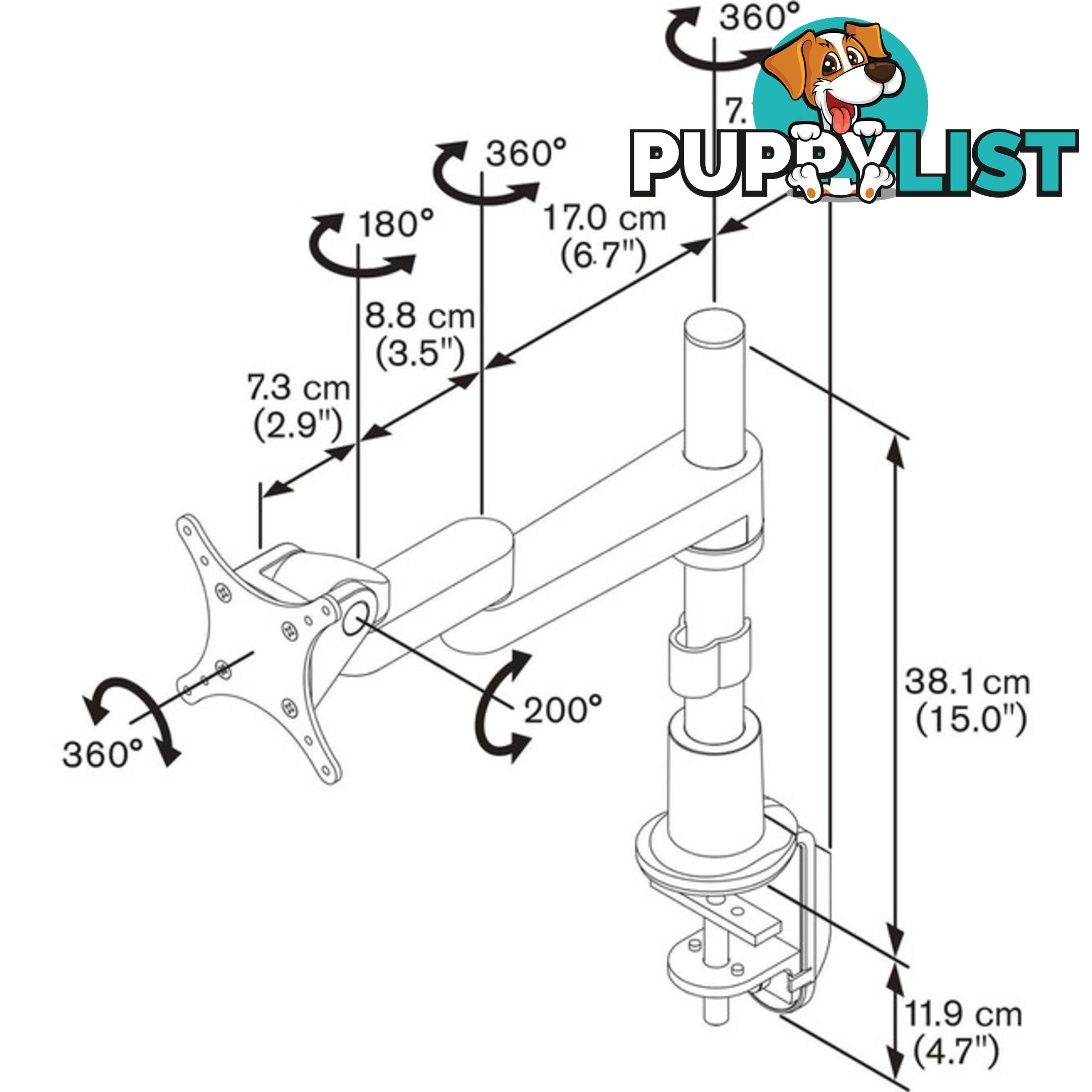 PFD8523 3 PIVOT AND TILT DESK SUPPORT 13KG VOGELS