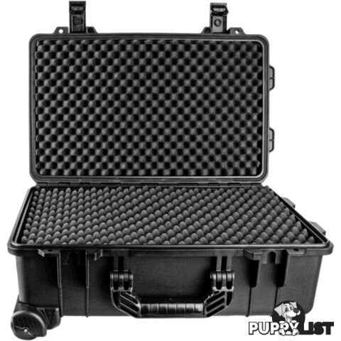 GS022 530X 355X 225 PROTECTIVE BLACK TROLLY CASE WITH FOAM GEARSAFE