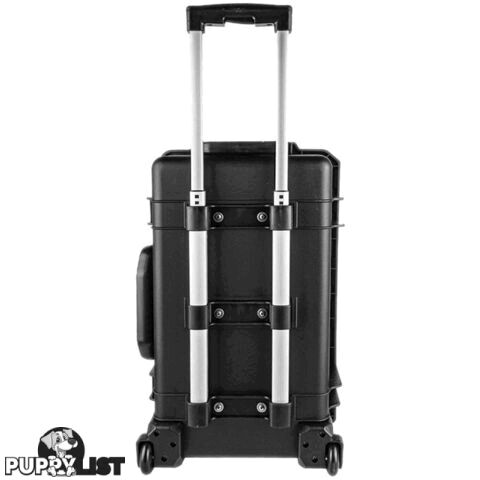 GS022 530X 355X 225 PROTECTIVE BLACK TROLLY CASE WITH FOAM GEARSAFE