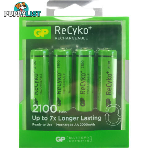 GP4AARECY RECYKO LSD AA BATTERY 4PK 2100MAH RECHARGEABLE NIMH GP