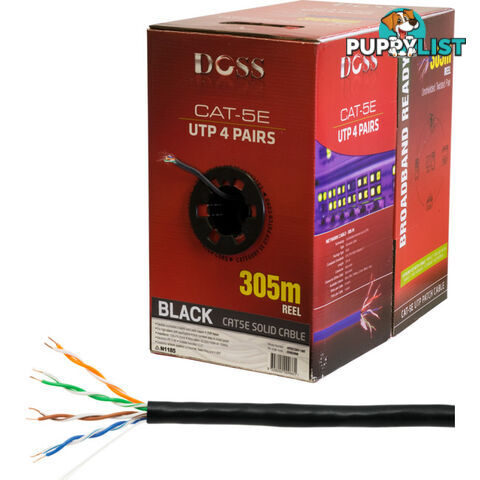 C5RBLK 305M CAT5E SOLID CABLE BLACK SOLD AS 305M ROLL ONLY