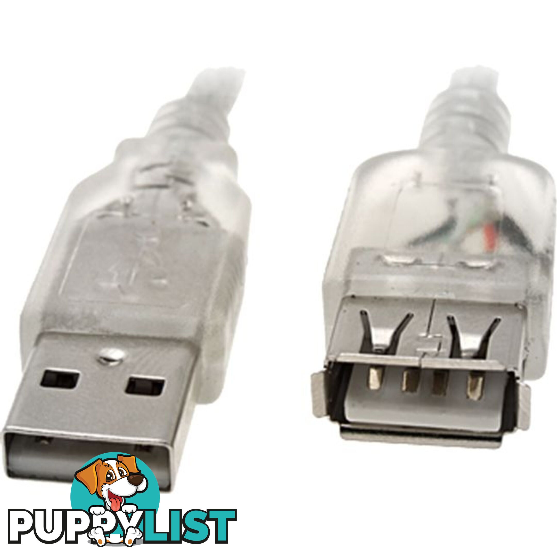 LC7187 1M USB-A PLUG TO USB-A SOCKET EXTENSION USB2.0 TRANSPARENT