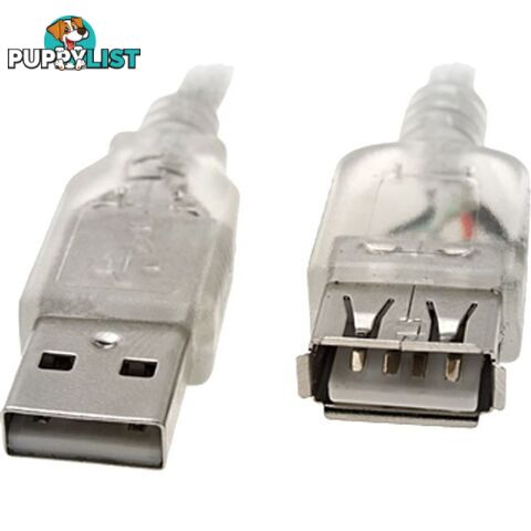 LC7187 1M USB-A PLUG TO USB-A SOCKET EXTENSION USB2.0 TRANSPARENT