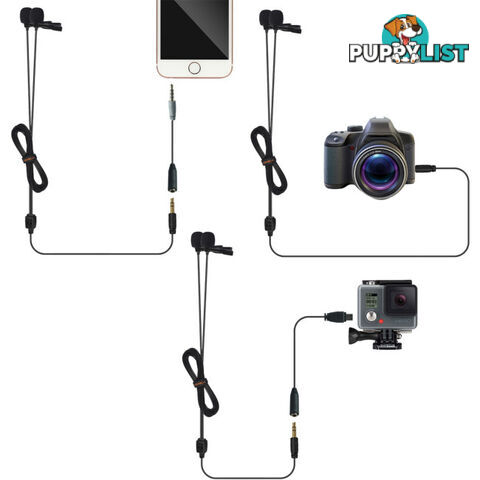 D02B DUAL HEAD UNIVERSAL MICROPHONE OMNIDIRECT. DSLR/PHONE/GOPRO