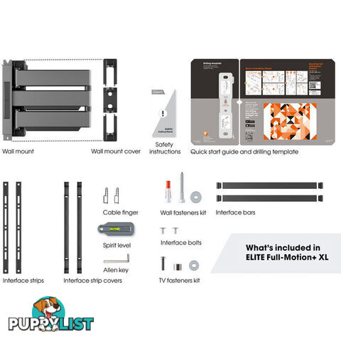 TVM5845 ELITE SERIES 55"-100" 55KG WALL MOUNT EXTRA LARGE - HEAVY DUTY