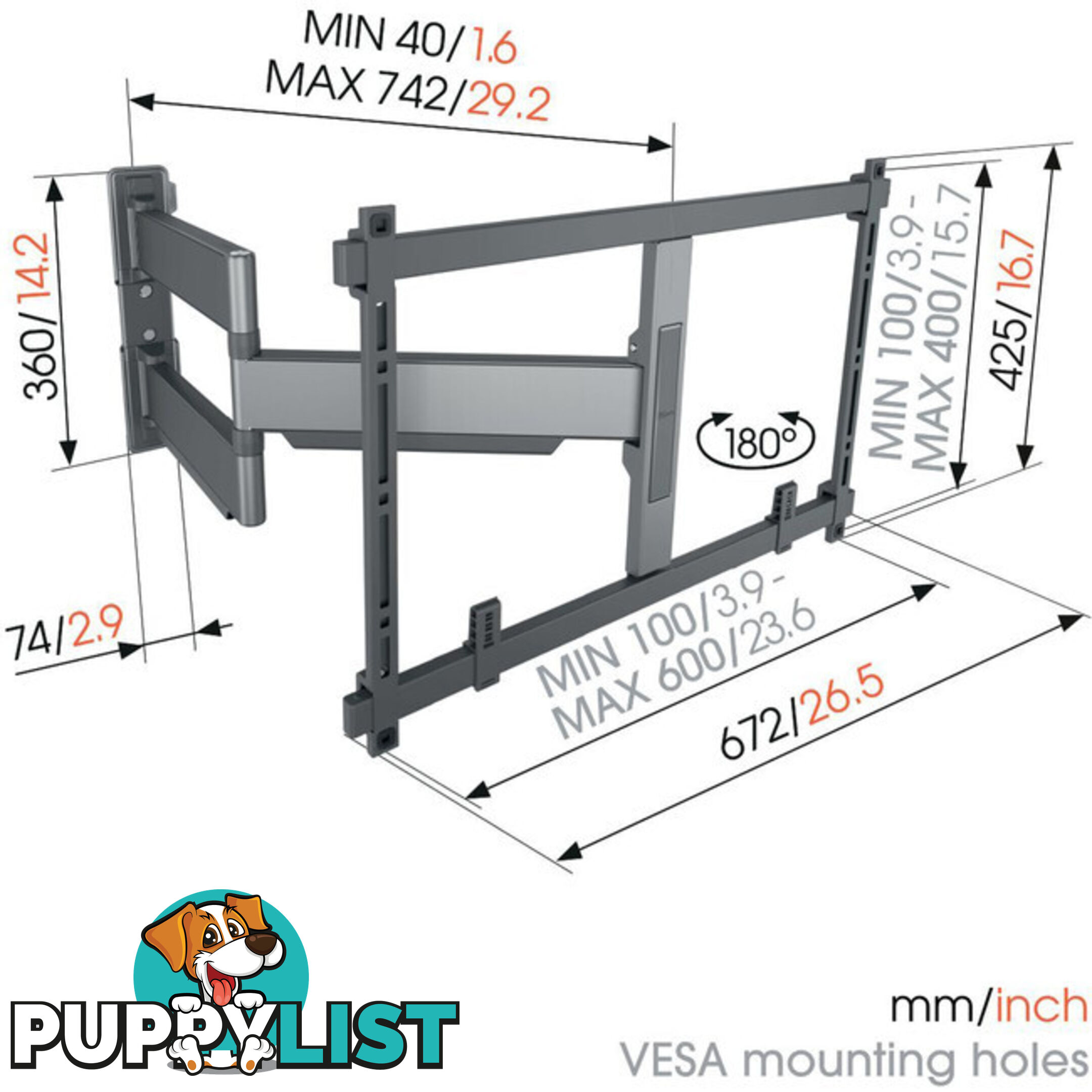 TVM5845 ELITE SERIES 55"-100" 55KG WALL MOUNT EXTRA LARGE - HEAVY DUTY