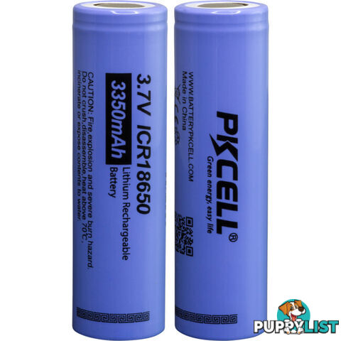 PK18650/33 3.7V 3350MAH 18650 LI-ION BATTERY 2PK RECHARGEABLE FLAT TOP 2PCS/SHRINK