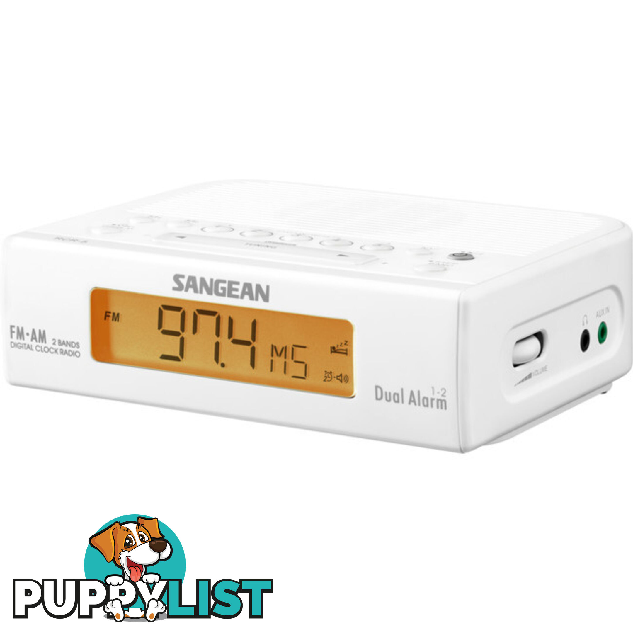 RCR5W BASIC AM / FM BEDSIDE CLOCK RADIO SANGEAN - WHITE